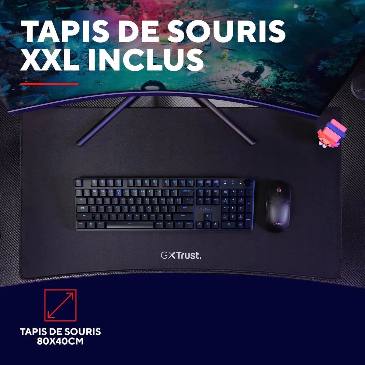 Bureau Gamer Trust GXT 709 Luminus 120 x 60 cm RGB Noir