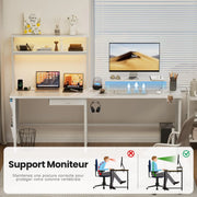 Bureau Gamer d'Angle 150 x 100 cm Blanc