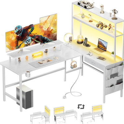 Bureau Gamer d'Angle 150 x 100 cm Blanc