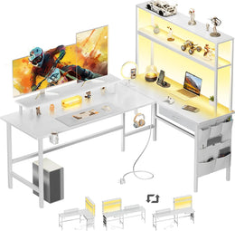 Bureau Gamer d'Angle 150 x 100 cm Blanc