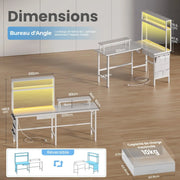 Bureau Gamer d'Angle 150 x 100 cm Blanc