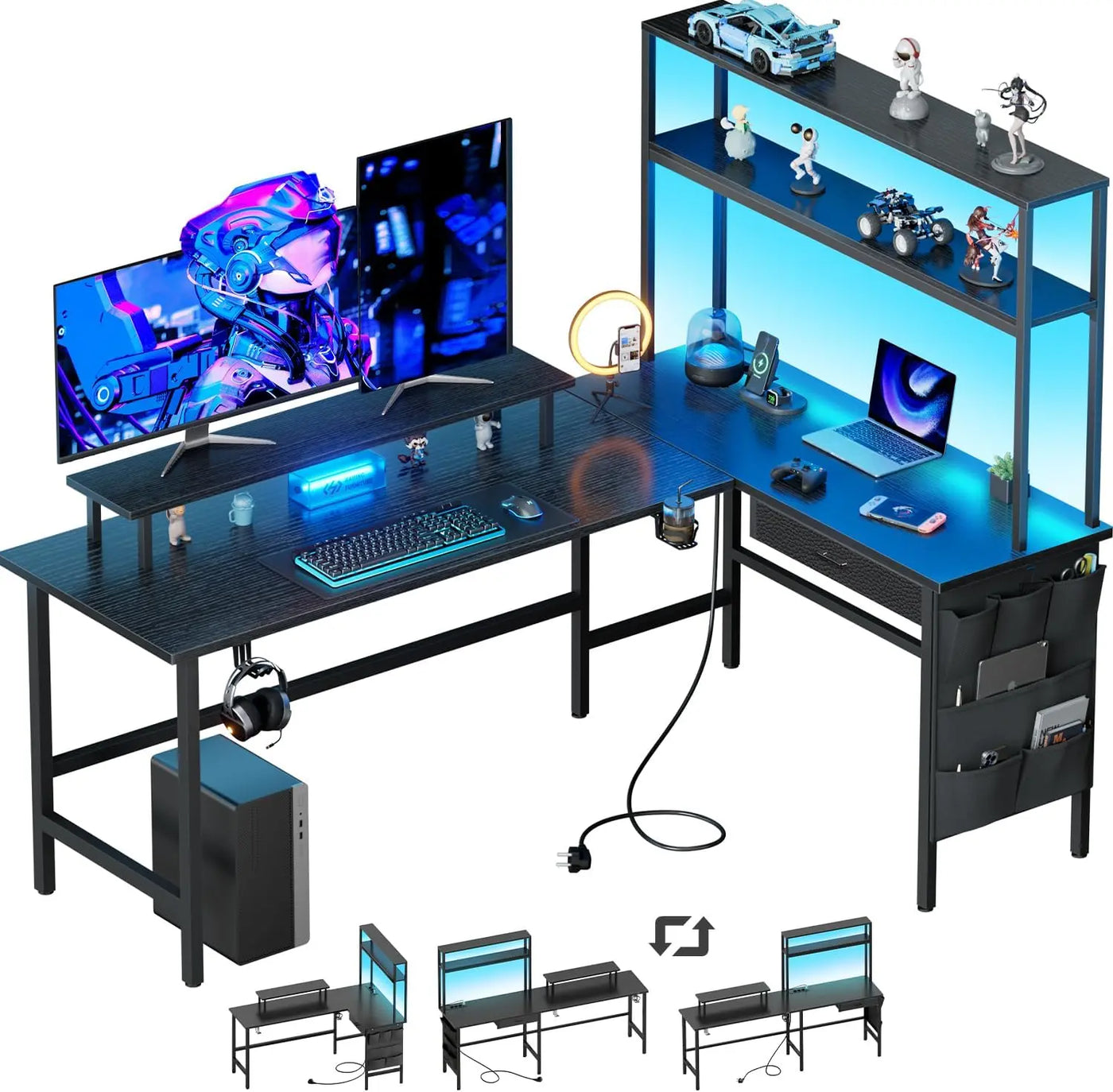 Bureau Gamer d'Angle 150 x 100 cm Noir