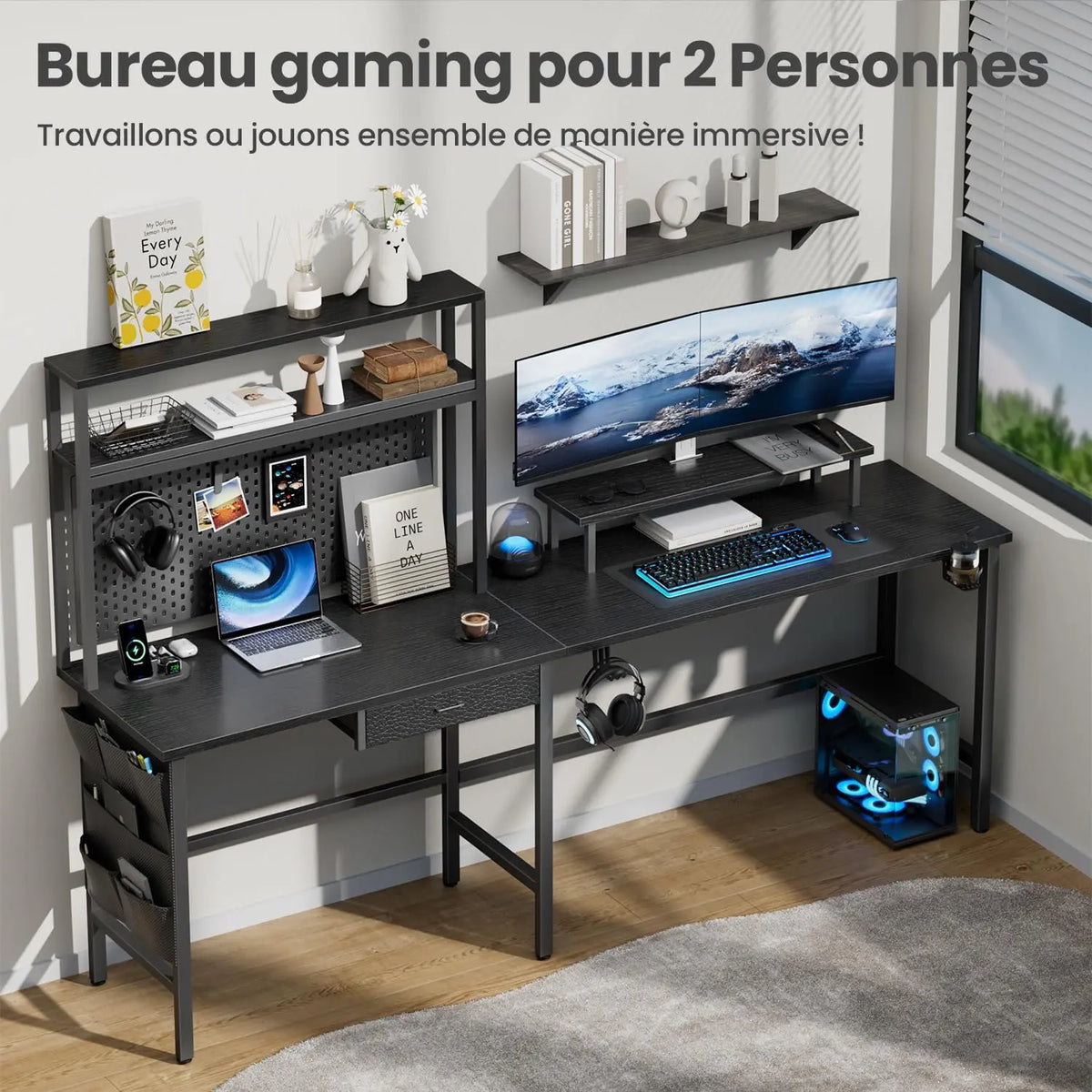 Bureau Gamer d'Angle 150 x 100 cm Noir