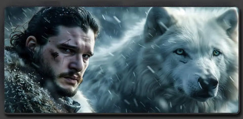 Tapis de Souris Game of Thrones Jon Snow & Ghost 800x400 - XXL Gaming