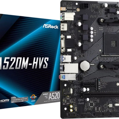Carte Mère ASRock A520M-HVS (AM4) Micro-ATX — compatible avec AMD Ryzen 9 5900X - AM4 - 12 Cœurs - 3,7 GHz / 4,8 GHz