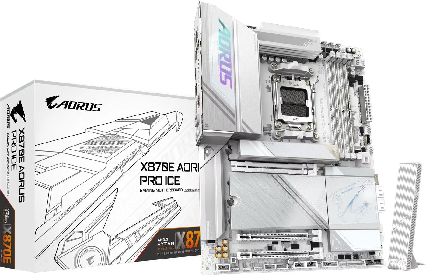 Carte Mère Gigabyte X870E Aorus Pro Ice (AMD AM5) - Pixel 404Carte Mère Gigabyte X870E Aorus Pro Ice (AMD AM5)