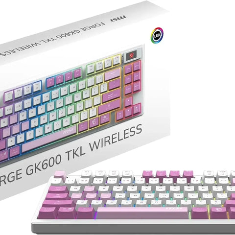 Clavier Mécanique MSI Forge GK600 TKL Wireless Violet - RGB - Bluetooth et USB