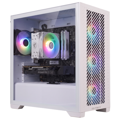 PC Gamer Cooler Master Elite 301 Lite Blanc avec RTX 5060, Ryzen 7 5700X pour le stream et ventirad MSI Core Frozr blanc assorti