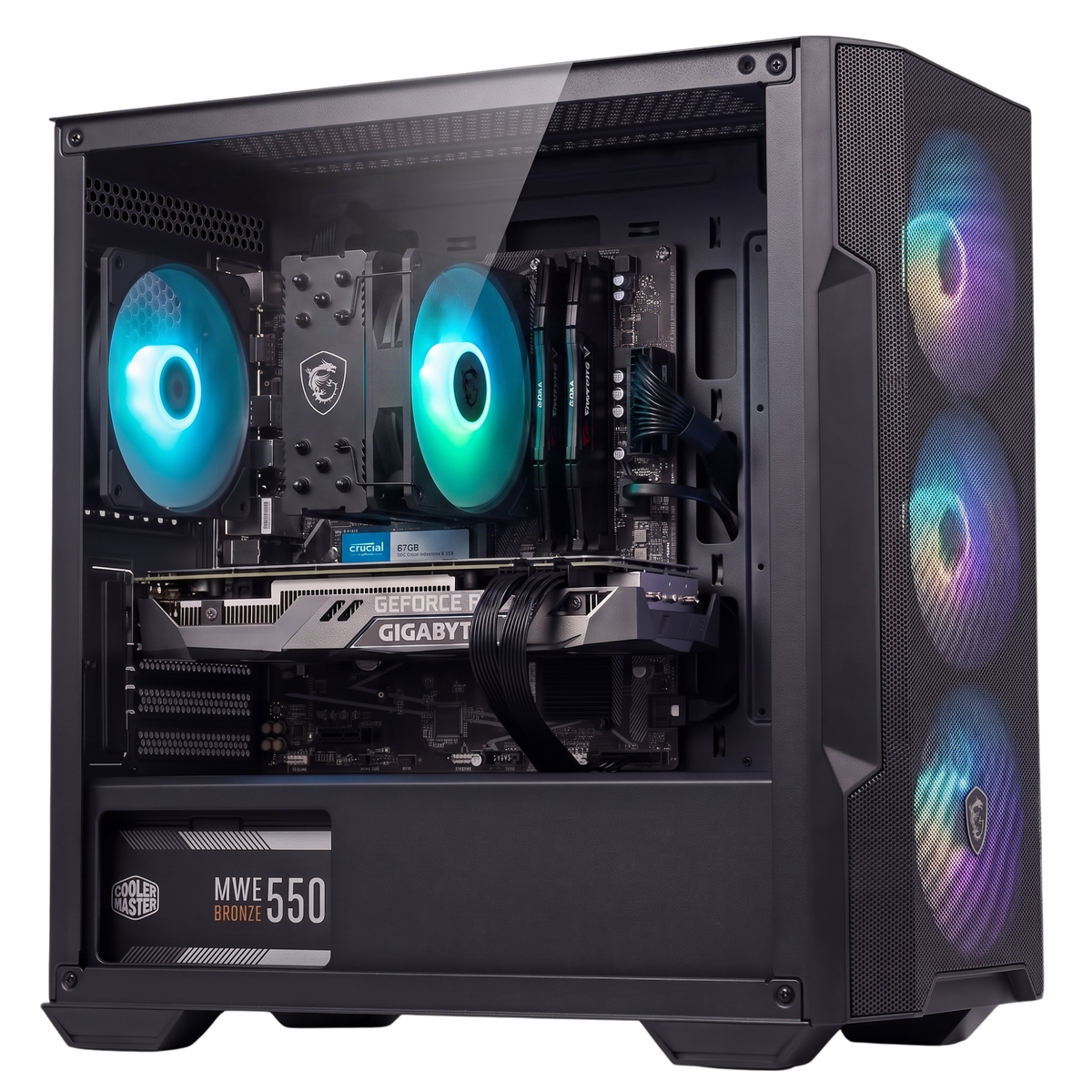 PC Gamer MSI MAG Forge M100R Noir RTX 5070 Ryzen 5 5500X3D avec ventirad MSI MAG CoreFrozr AA13 noir ARGB