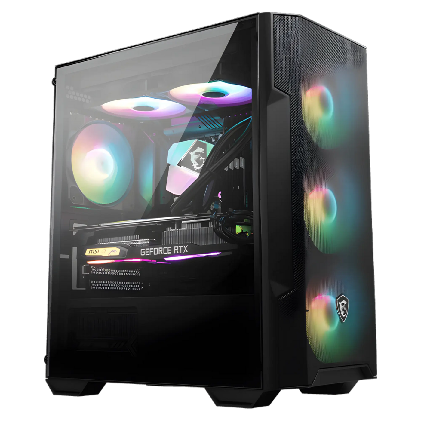 Boîtier PC MSI MAG FORGE M100R noir avec panneau verre trempé noir, RGB et RTX 5070