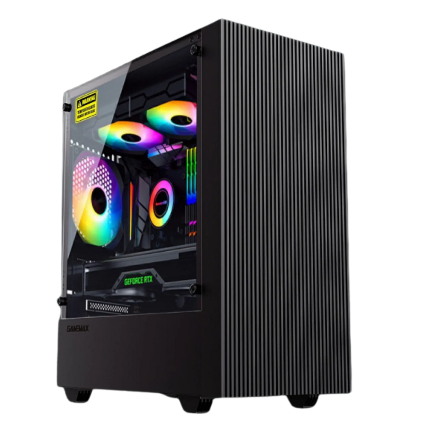 Boîtier PC Gamer Gamemax Edge ARGB noir nervuré avec RTX 3050 RGB et vitre transparente