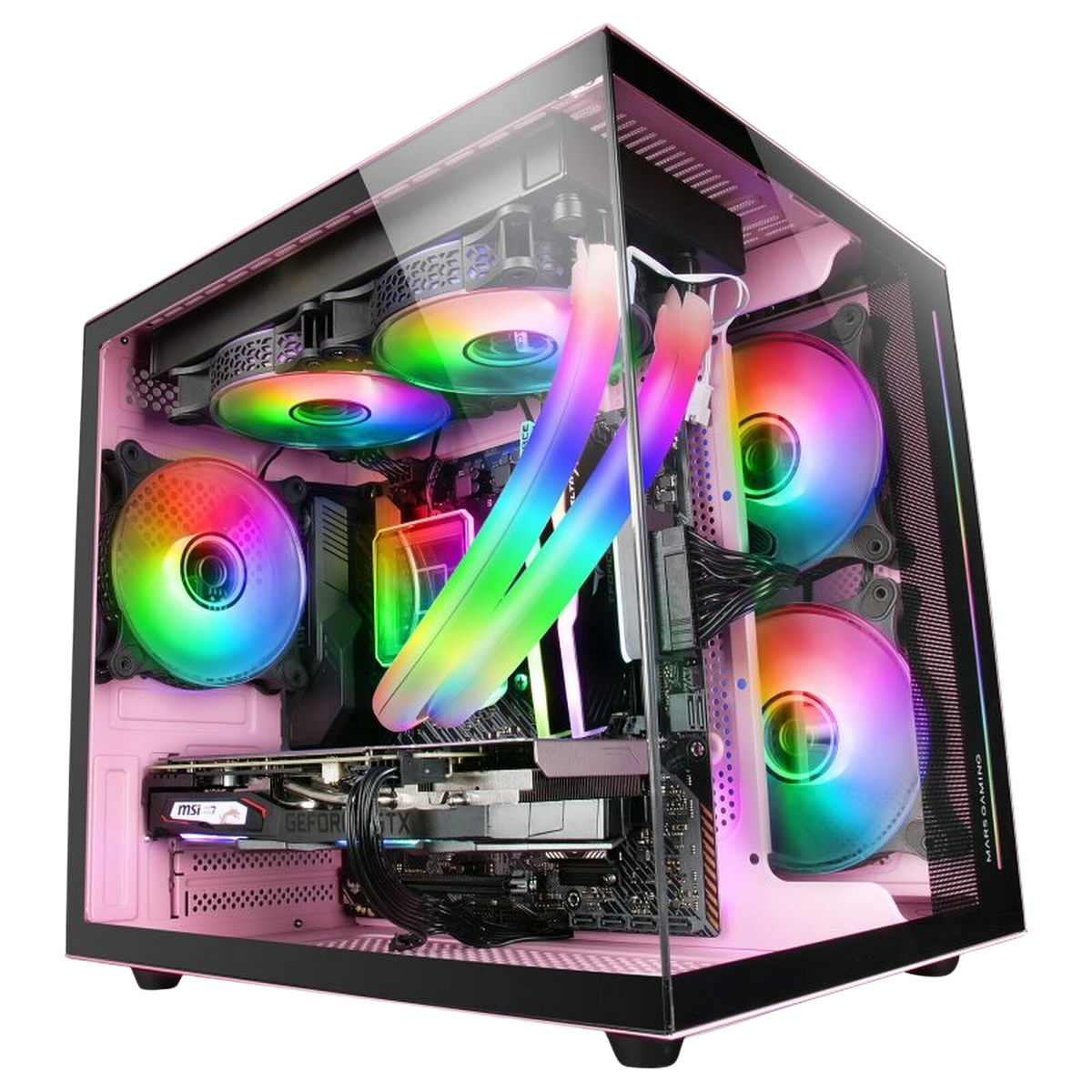 PC Gamer Mars Gaming MC-View Rose × Petit Budget | Ryzen 5 5500 × RTX 5060 8 Go