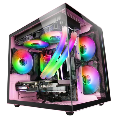 PC Gamer Mars Gaming MC-View Rose: boîtier noir verre RTX 5060 RGB illuminé