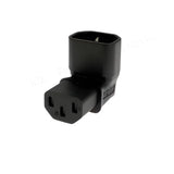 Adaptateur de prise d’alimentation coudée à gauche en plastique noir, vue arrière