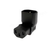 Adaptateur de prise d’alimentation coudée à gauche en plastique noir, vue arrière