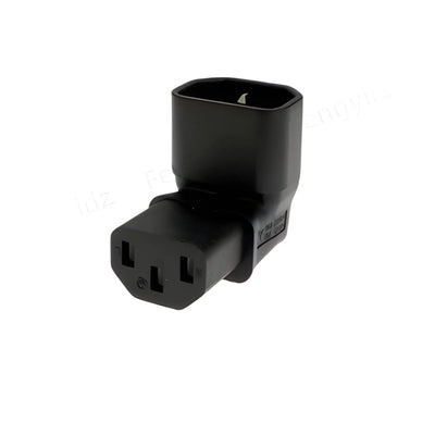 Adaptateur de prise d’alimentation coudée à gauche en plastique noir, vue arrière