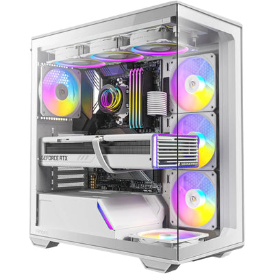 Boîtier blanc Antec C3 avec panneau transparent, composants RGB et RTX 5070
