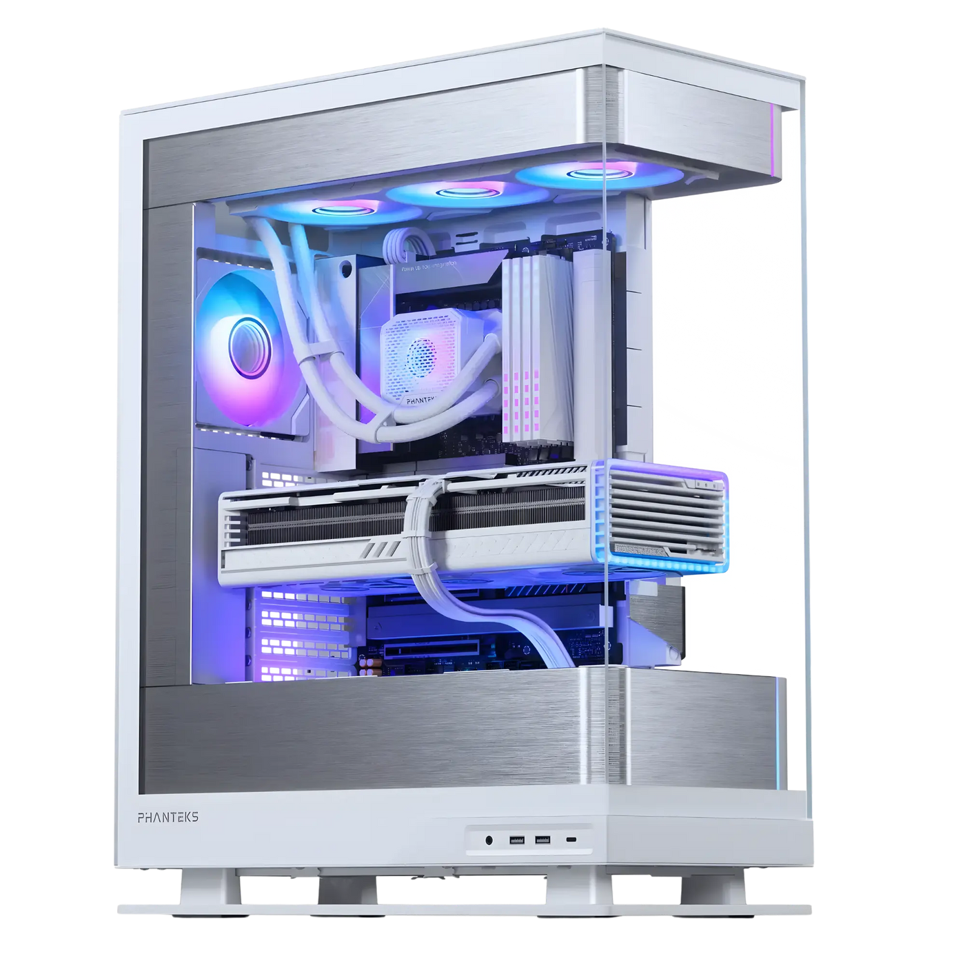 Boîtier Phanteks Evolv X2 blanc argenté avec panneau latéral transparent et RGB interne