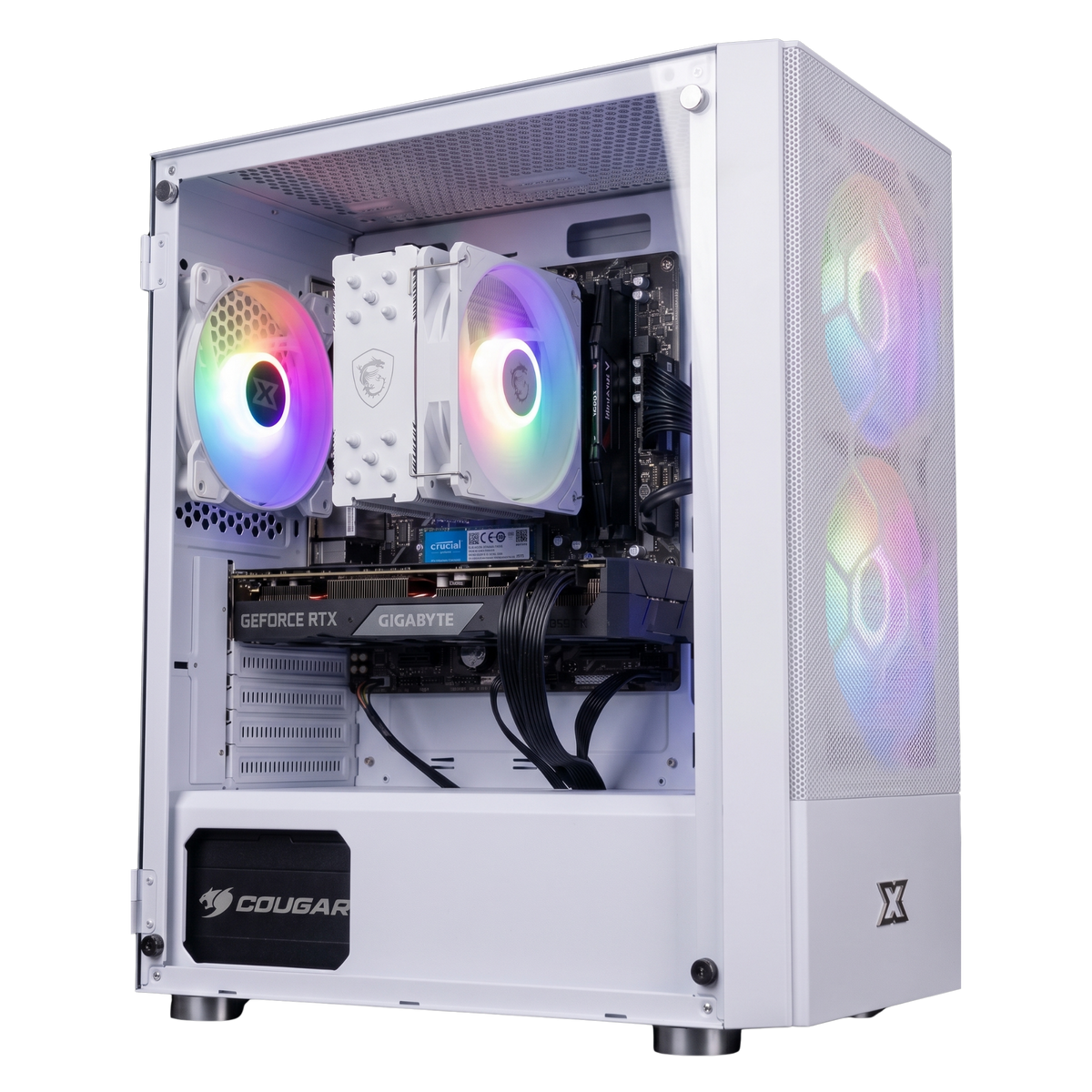 PC Gamer Xigmatek Oreo Blanc RTX 5070 Ryzen 5 5500X3D avec ventirad MSI MAG CoreFrozr AA13 blanc ARGB