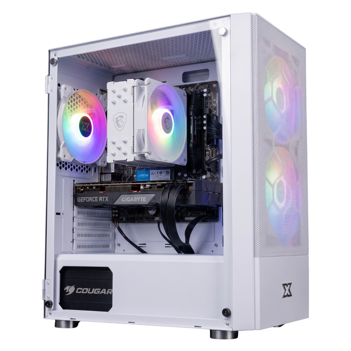 PC Gamer Xigmatek Oreo Blanc RTX 5070 Ryzen 5 5500X3D avec ventirad MSI MAG CoreFrozr AA13 blanc ARGB