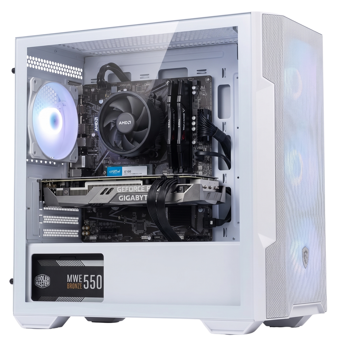 PC Gamer MSI MAG Forge M100R Blanc RTX 5070 Ryzen 5 5500 avec ventirad AMD stock
