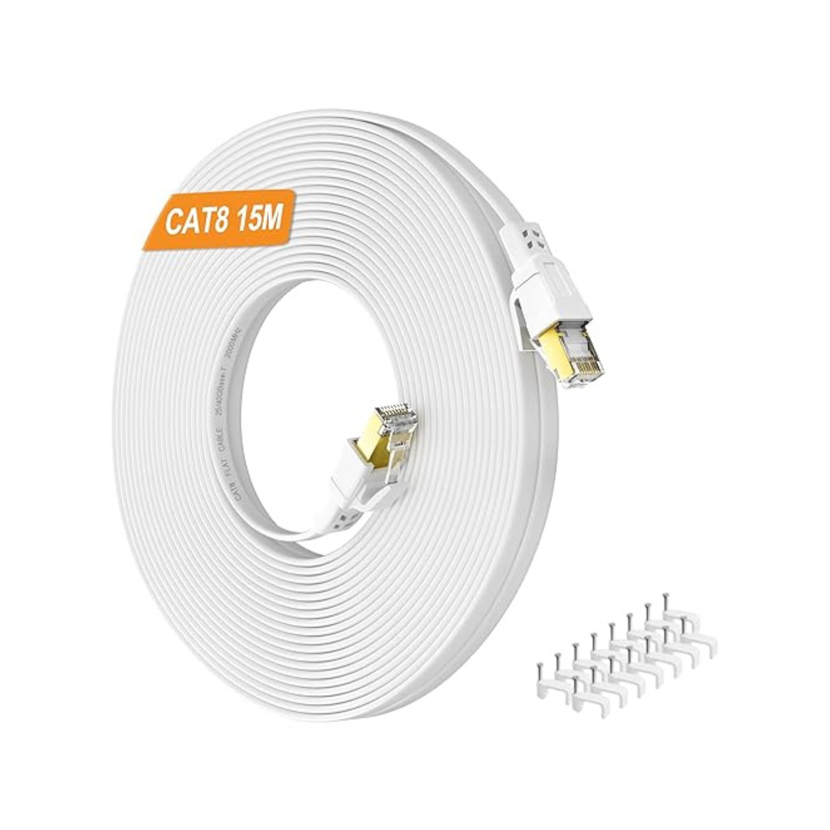Câble Ethernet Cat 8 – 15m – Blanc