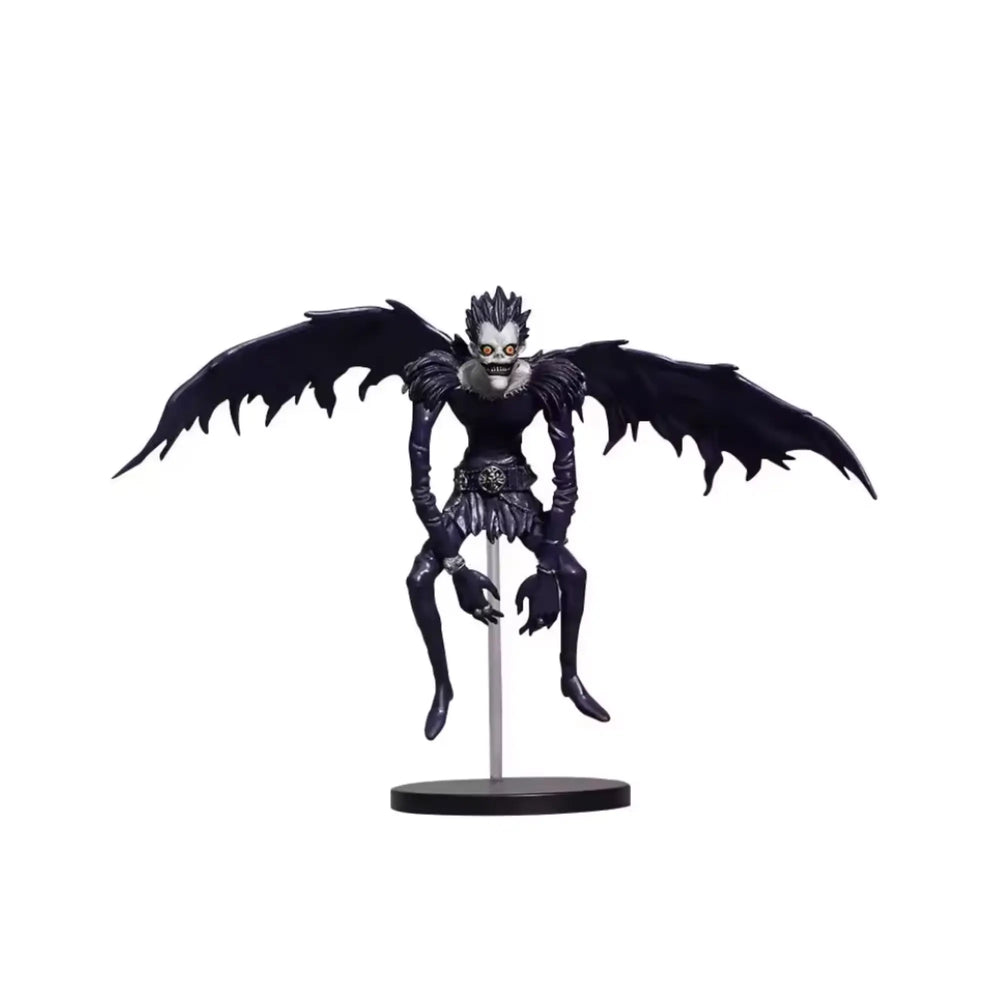 Figurine Ryuk Death Note ailé noir, cheveux hérissés, visage squelettique sur socle