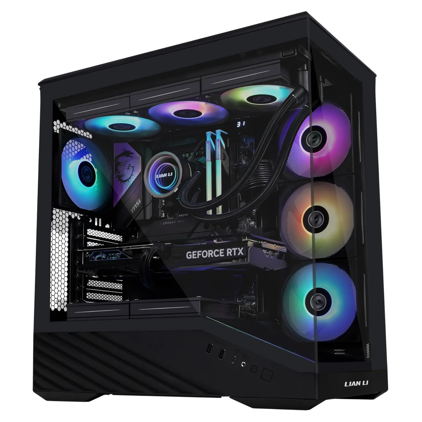 PC Gamer Lian Li Vector V100 Noir avec Ryzen 7 9800X3D, RTX 5070 Ti et RGB vibrant