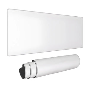 Tapis de souris XL blanc 80x30 cm, vue arrière roulée montrant construction multicouche