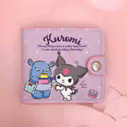 Portefeuille Hello Kitty Kuromi violet pastel cuir souple bordure rose