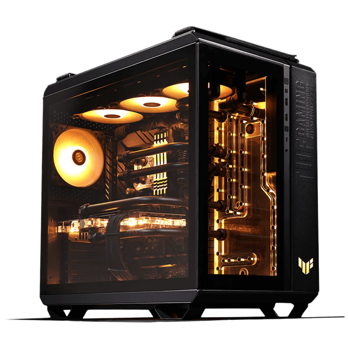 PC Gamer ASUS GT502 Noir avec refroidissement liquide doré illuminé