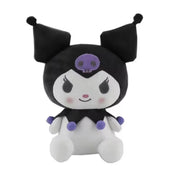Peluche Kuromi Hello Kitty 20 cm noir blanc violet crâne chapeau iconique