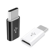 Adaptateur USB-C mâle vers micro USB femelle noir et blanc avec contacts métalliques
