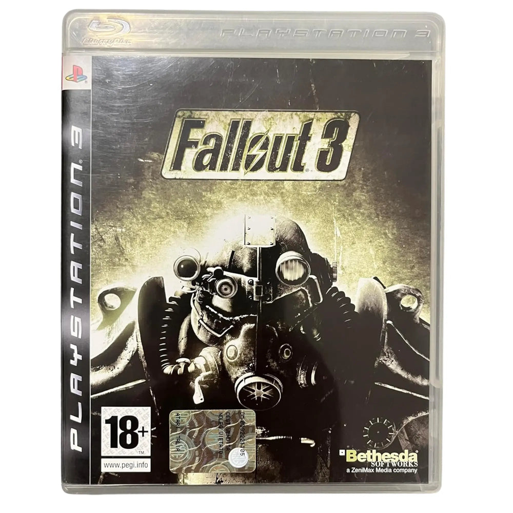 Boîtier Fallout 3 PS3, pochette noir et blanc avec masque à gaz