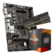 Pack carte mère A520 + Ryzen 7 5700X boîtier retail AMD noir orange