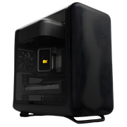 PC Gamer HYTE X50 Noir avec panneau texturé, fenêtre transparente et LED poisson jaune