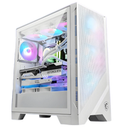 Boîtier PC gamer MSI MAG 320R blanc avec RTX 5050 RGB et panneau transparent