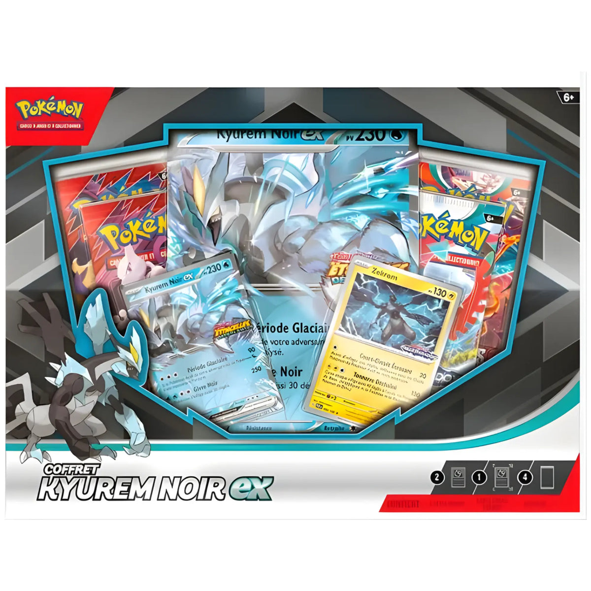 Coffret Kyurem Noir EX Pokémon JCC, design bleu glacé argenté holographique