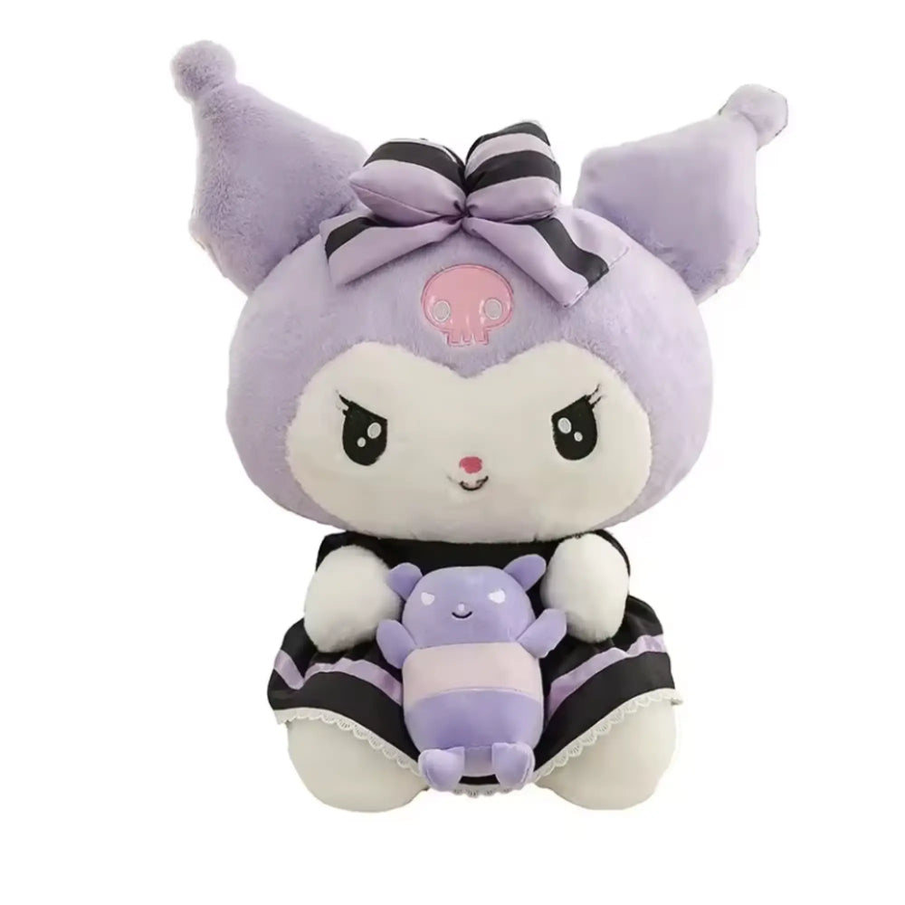 Peluche Kuromi Hello Kitty 30 cm violette avec chapeau iconique