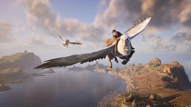 Envol à dos d'hippogriffe au-dessus des côtes dans Hogwarts Legacy sur PlayStation 5