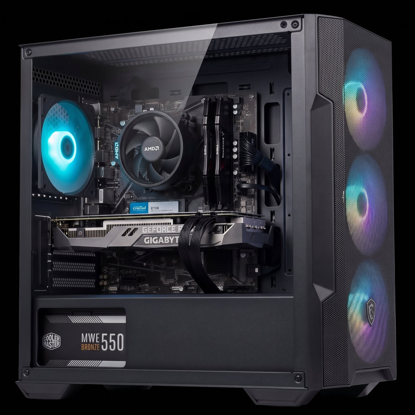 PC Gamer MSI MAG Forge M100R Noir RTX 3050 Ryzen 5 5500 avec ventirad AMD stock