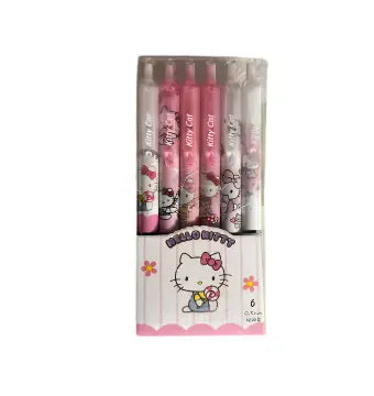 Lot de 6 Stylos Rose et Blanc Hello Kitty Personnage Hello Kitty