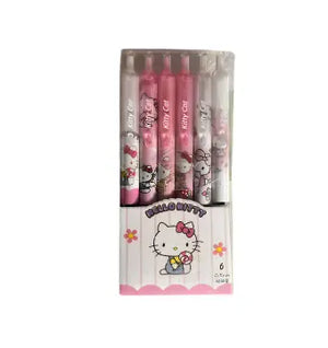 Lot de 6 Stylos Rose et Blanc Hello Kitty Personnage Hello Kitty