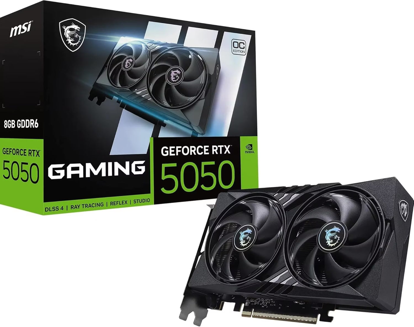 Carte graphique MSI GeForce RTX 5050 Gaming OC 8 Go vue de face