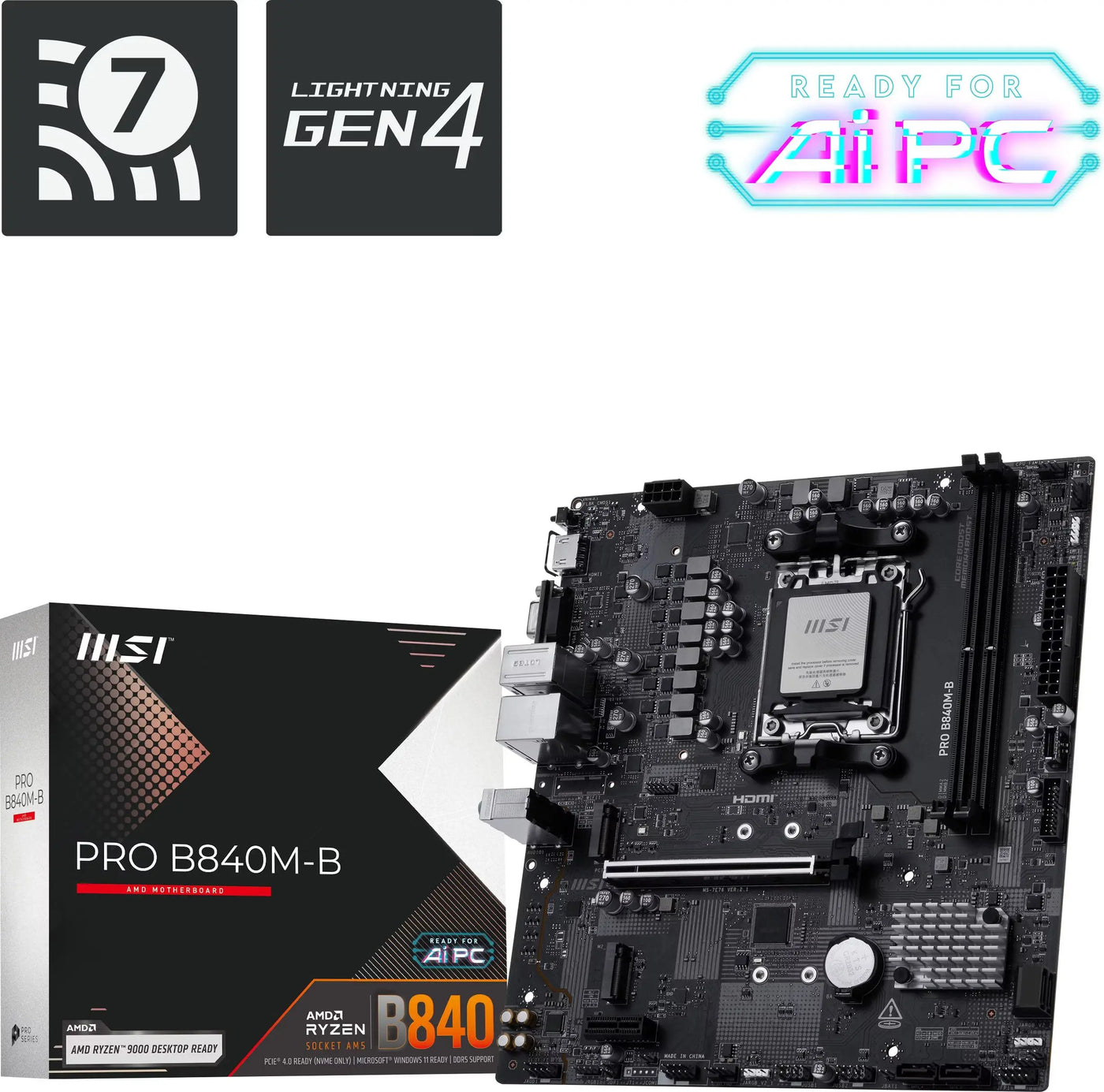 Carte Mère MSI PRO B840M-B (AM5) Micro ATX - Pixel 404Carte Mère MSI PRO B840M-B