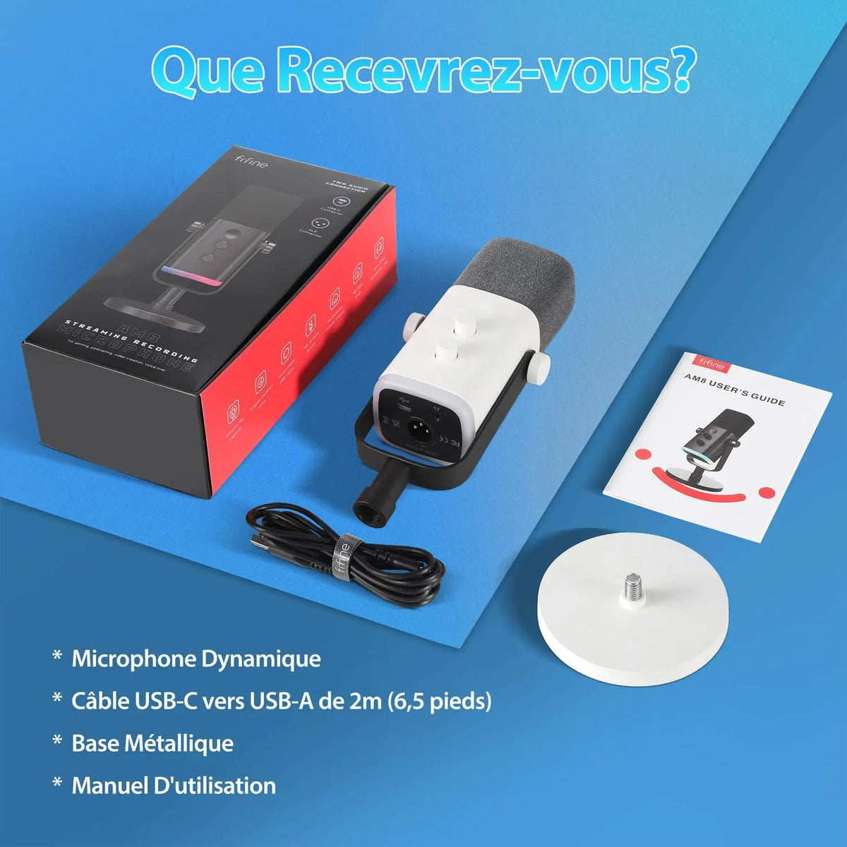 Microphone Fifine AM8 Blanc