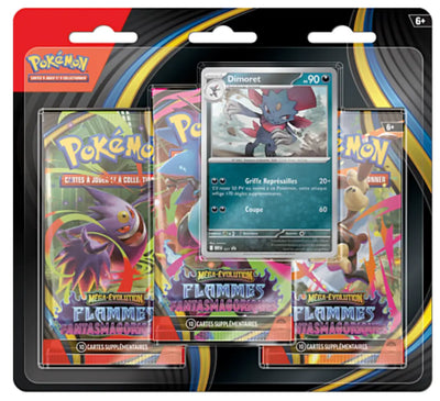 Pack Pokémon JCC Tripack Flammes Fantasmagoriques avec Dimoret