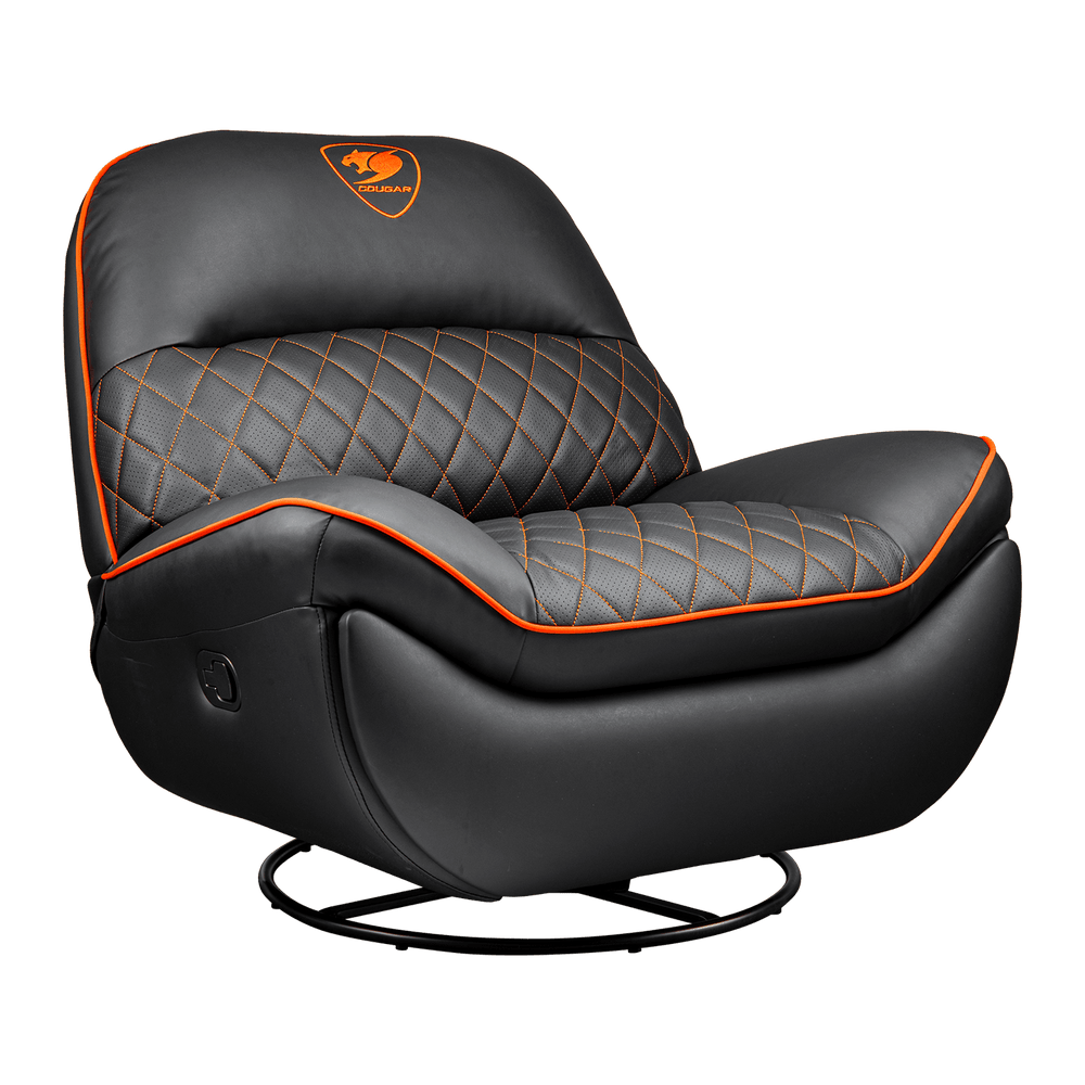 Fauteuil gamer Cougar Overlord noir et orange, vue de trois quarts