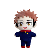Peluche Jujutsu Kaisen Yuji Itadori 20cm, uniforme bleu marine, col rouge