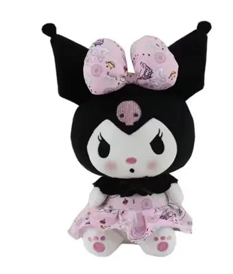 Peluche Kuromi en robe rose et noeud rose 20 cm - Peluche Hello Kitty